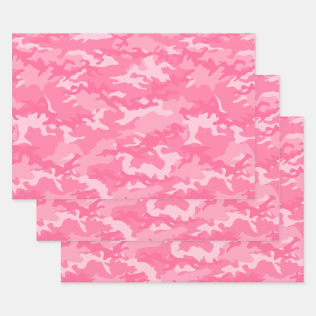 Feuille De Papier Cadeau Camouflage rose 1 (Lot)