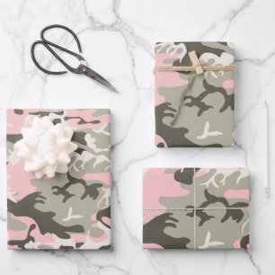 Feuille De Papier Cadeau Camouflage rose et vert, Militaire, Armée