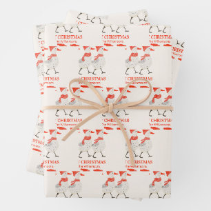 Feuille De Papier Cadeau Canards de Noël Personnalisés au Nom de Famille