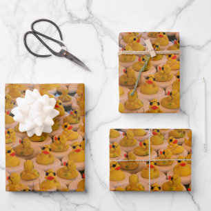 Feuille De Papier Cadeau Canards en caoutchouc jaune Motif animal 