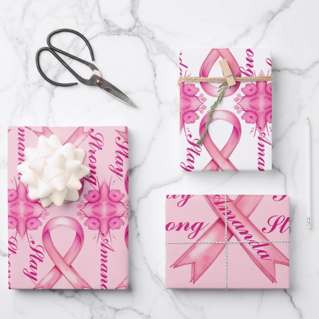 Feuille De Papier Cadeau Cancer du sein Ruban rose (Recto)