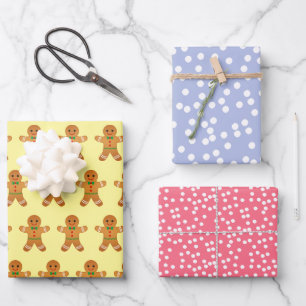 Feuille De Papier Cadeau Candy Christma : Lavande amusante, rose et jaune