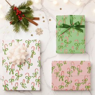 Feuille De Papier Cadeau Cannes de bonbons de Noël mignonnes Variété de vac