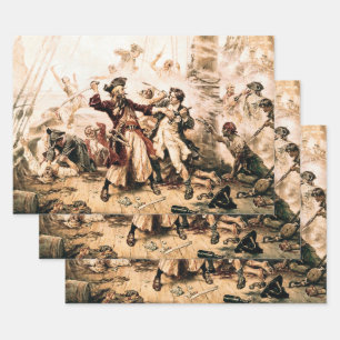 Feuille De Papier Cadeau Capture, Barbe noire pirate, Revenge de la reine A