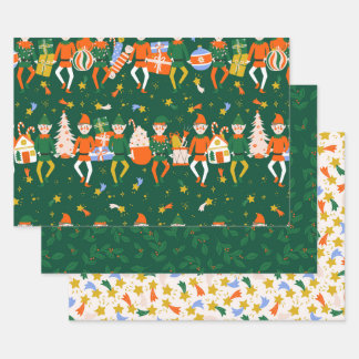 Feuille De Papier Cadeau Caractères Noisette de Noël Étoiles