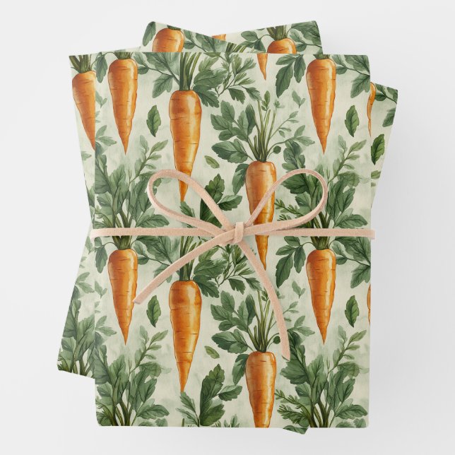 Feuille De Papier Cadeau Carotte Motif Spring Jardin Découpage (En situation)