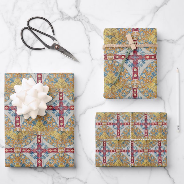 Feuille De Papier Cadeau Carreaux de croix espagnols (Recto)