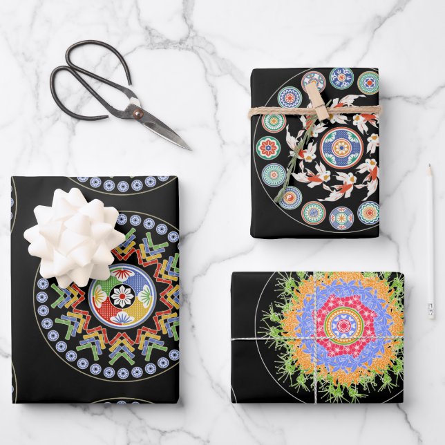 Feuille De Papier Cadeau Carreaux Mah Jongg (Recto)