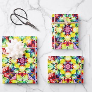 Feuille De Papier Cadeau Carreaux Méditerranéens, Carreaux à Encre Alcooliq