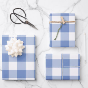 Feuille De Papier Cadeau Carreaux Vichy Bleu Bleuet à carreaux