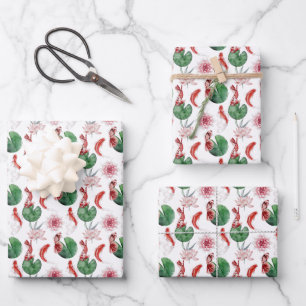 Feuille De Papier Cadeau carrelage de la partie japonaise de koi