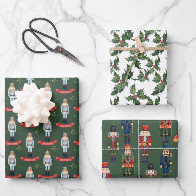 Feuille De Papier Cadeau carrelage de noisette de Noël (Recto)
