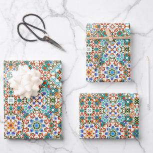 Feuille De Papier Cadeau Carrelage marocain, mosaïque, art coloré