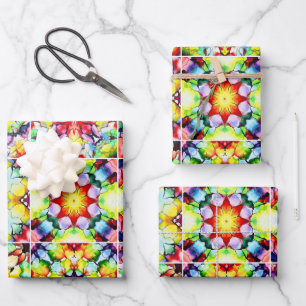 Feuille De Papier Cadeau Carrelage méditerranéen, Carreaux d'encre d'alcool