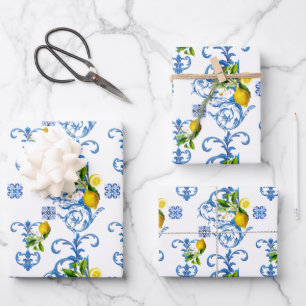 Feuille De Papier Cadeau Carrelage méditerranéen, majolica, style sicilien