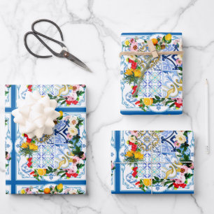 Feuille De Papier Cadeau Carrelage méditerranéen, majolica, style sicilien