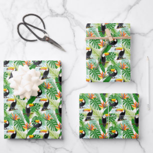 Feuille De Papier Cadeau Carrelé fin toucan fête tropical oiseau