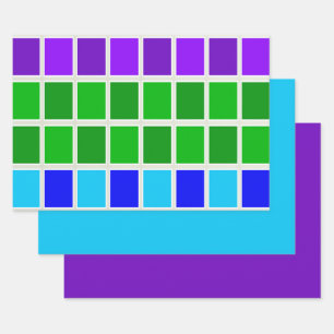 Feuille De Papier Cadeau Carrés de couleur de paon clair et foncé 