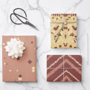 Feuille De Papier Cadeau Carrés de la danse terrestre et rayures