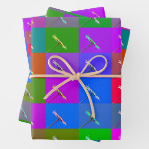 Feuille De Papier Cadeau Carrés de marguerite colorés, Abstraite photo flor