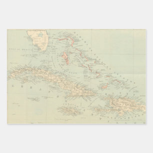 Feuille De Papier Cadeau Carte antique des îles Bahama