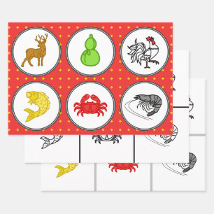 Feuille De Papier Cadeau Carte de jeu de dés vietnamiens - 3 mats de pari