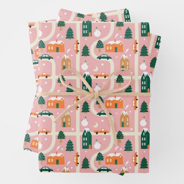 Feuille De Papier Cadeau Carte des vacances de Noël Motif (En situation)