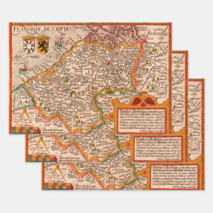 Feuille De Papier Cadeau Carte du comté de Flandre (1609)