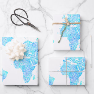 Feuille De Papier Cadeau Carte du monde abstrait moderne
