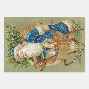 Feuille De Papier Cadeau Carte postale Père Noël Santa Clause St Nick Nicho