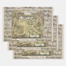 Carte vintage du parc central de New York, 1863