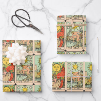 Feuille De Papier Cadeau Cartes de tir vintages Étoiles de la Lune Soleil