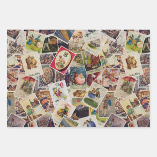 Feuille De Papier Cadeau Cartes postales rétro mosaïque de Pâques vintage P