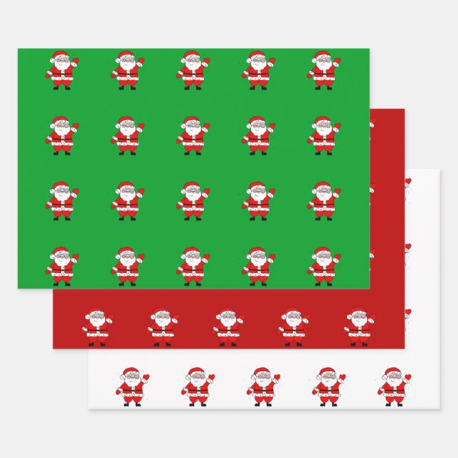 Feuille De Papier Cadeau Carton mignon Père Noël Rouge Vert Blanc Noël (Lot)