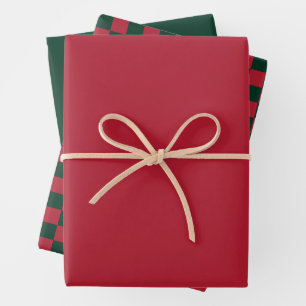 Feuille De Papier Cadeau Carton vert et rouge de Noël et couleur solide