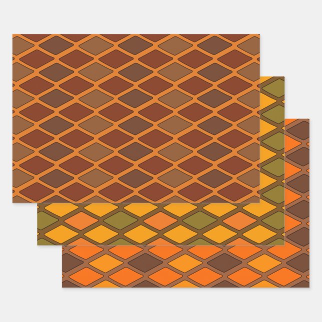 Feuille De Papier Cadeau Cartoon Diamond Couleurs d'automne (Lot)
