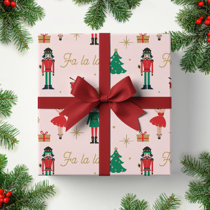 Feuille De Papier Cadeau Casse-noisette Ballet rose Fa la Christmas
