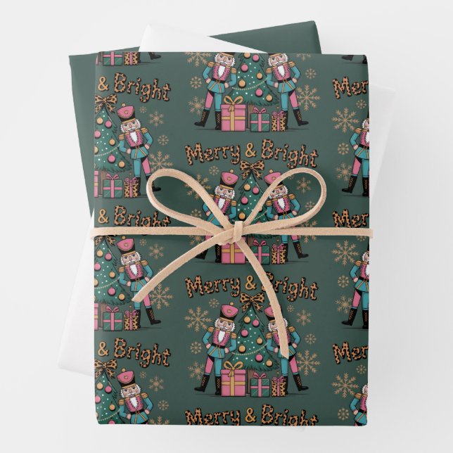 Feuille De Papier Cadeau Casse-Noisette Coquette Léopard Noël Joyeux et Lum (En situation)