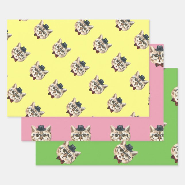 FEUILLE DE PAPIER CADEAU CAT DAPPER (Lot)