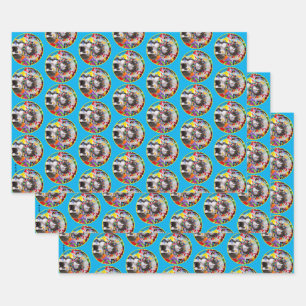 Feuille De Papier Cadeau Cat In Party Cone