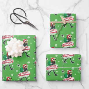 Feuille De Papier Cadeau Cat Noir   Joyeux Noël