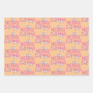 Feuille De Papier Cadeau Cat rose Noël Fête légère
