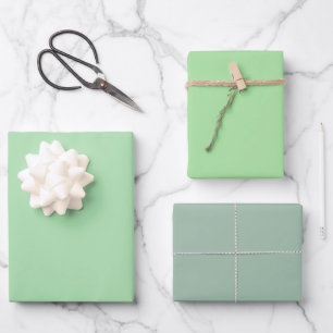 Feuille De Papier Cadeau Céladon uni Pomme Vert Cambridge Nuances 3 Tons
