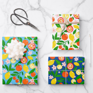 Feuille De Papier Cadeau Célébration des agrumes Beaux citrons Oranges supe