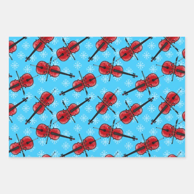 Feuille De Papier Cadeau Cello de Noël Cellist Musicien Motif (Devant)