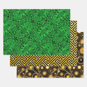 Feuille De Papier Cadeau Céltic Bird Knotwork, Amber Meander et Tyson