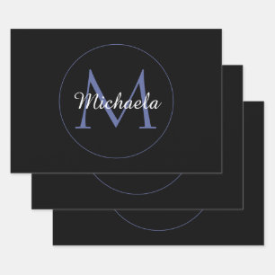 Feuille De Papier Cadeau Cercle minimal moderne nom initial monogramme mode