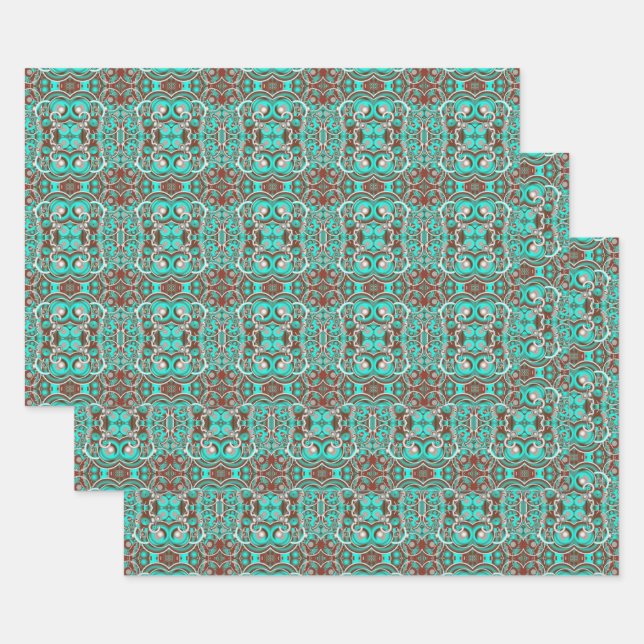 Feuille De Papier Cadeau Cercles célestes circulaires concentrés (Lot)