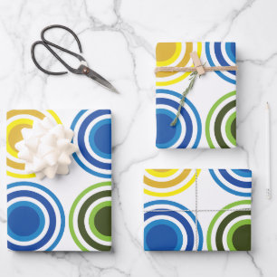 Feuille De Papier Cadeau Cercles concentrés colorés Anniversaire