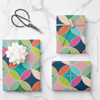 Feuille De Papier Cadeau Cercles géométriques modernes multicolores
